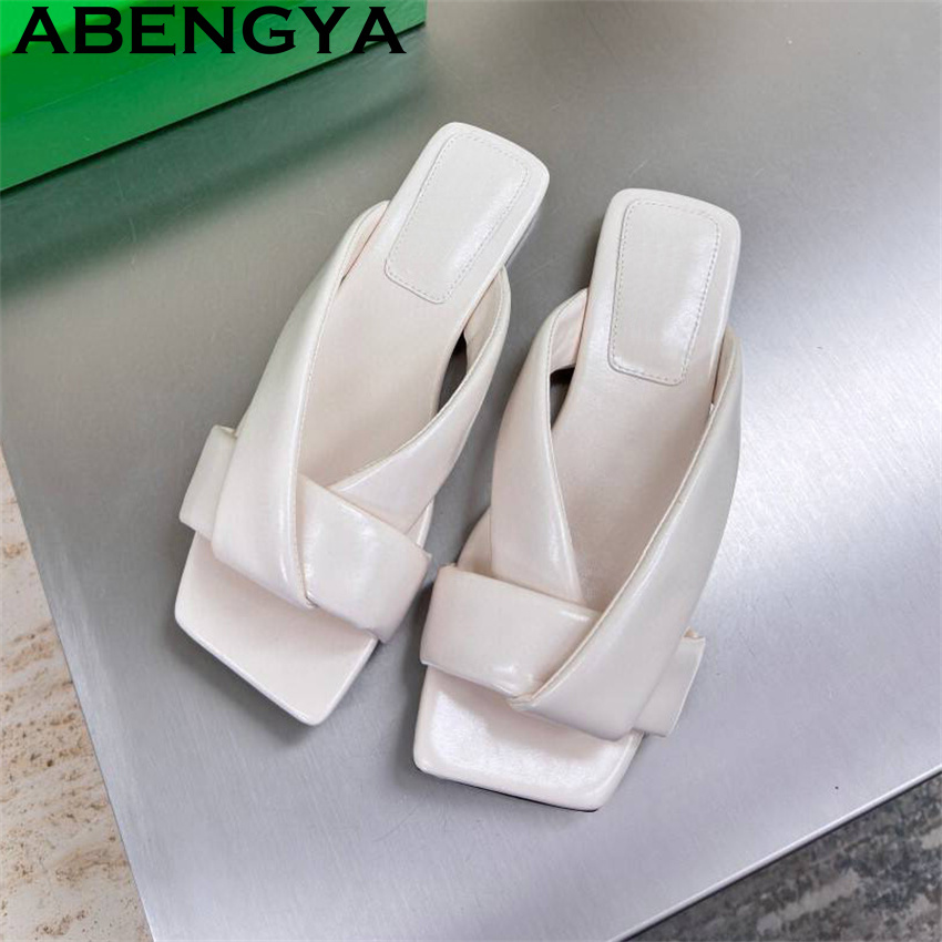 Real Leather Flat Slippers Cas - Summer Clothing Modest บทวิจารณ์และราคา