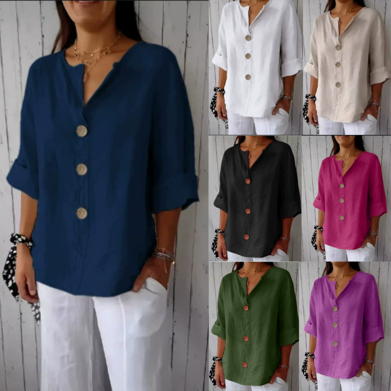 Plus Size Loose Shirt&Blouses  - Summer Clothing Linen บทวิจารณ์และราคา