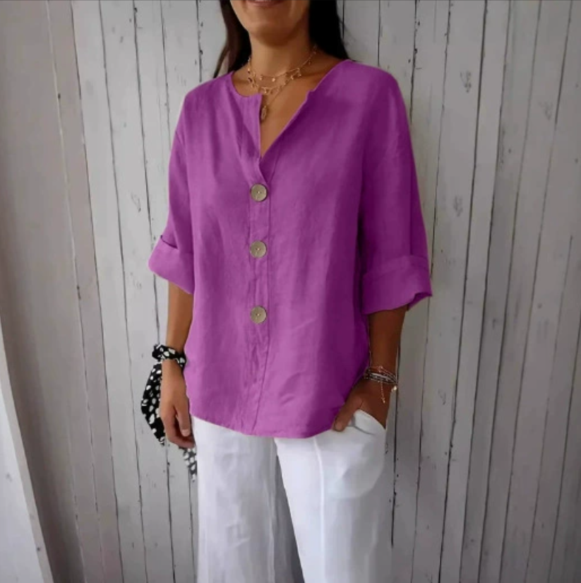 Plus Size Loose Shirt&Blouses  - Summer Clothing Linen บทวิจารณ์และราคา
