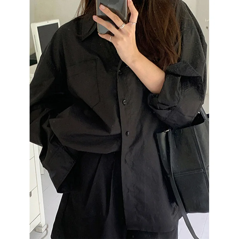 Spring Black Loose Shirt Tops  - Summer Clothing Trends For Women บทวิจารณ์และราคา