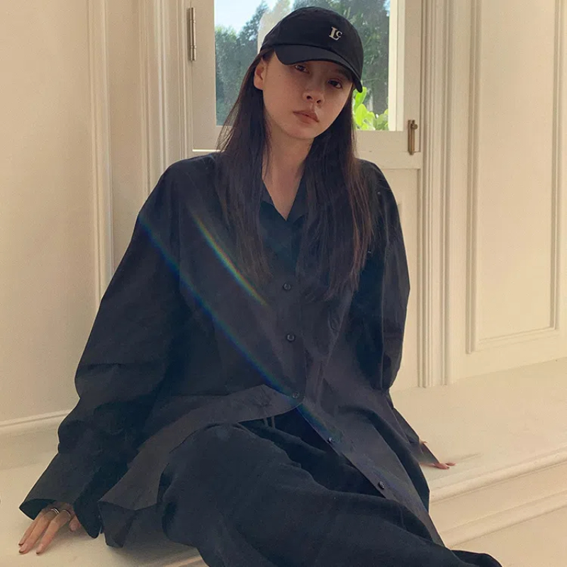 Spring Black Loose Shirt Tops  - Summer Clothing Trends For Women บทวิจารณ์และราคา