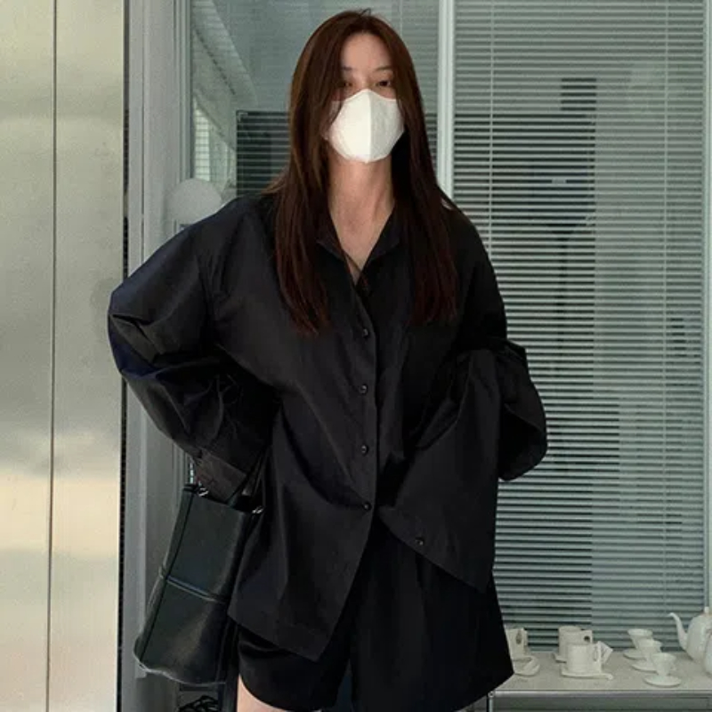 Spring Black Loose Shirt Tops  - Summer Clothing Trends For Women บทวิจารณ์และราคา