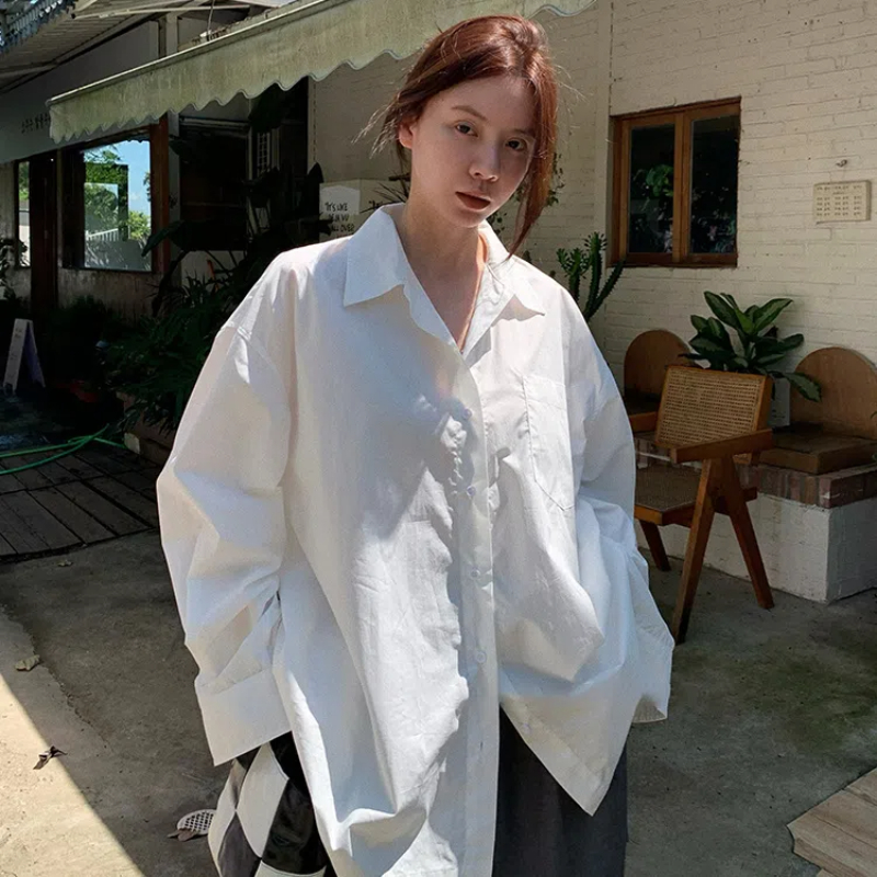 Spring Black Loose Shirt Tops  - Summer Clothing Trends For Women บทวิจารณ์และราคา