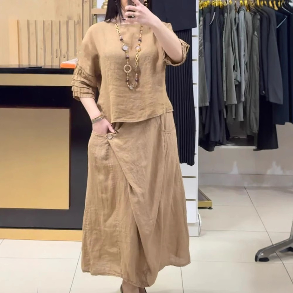 Women's Cotton Linen Skirts Se - Summer Clothing Linen บทวิจารณ์และราคา