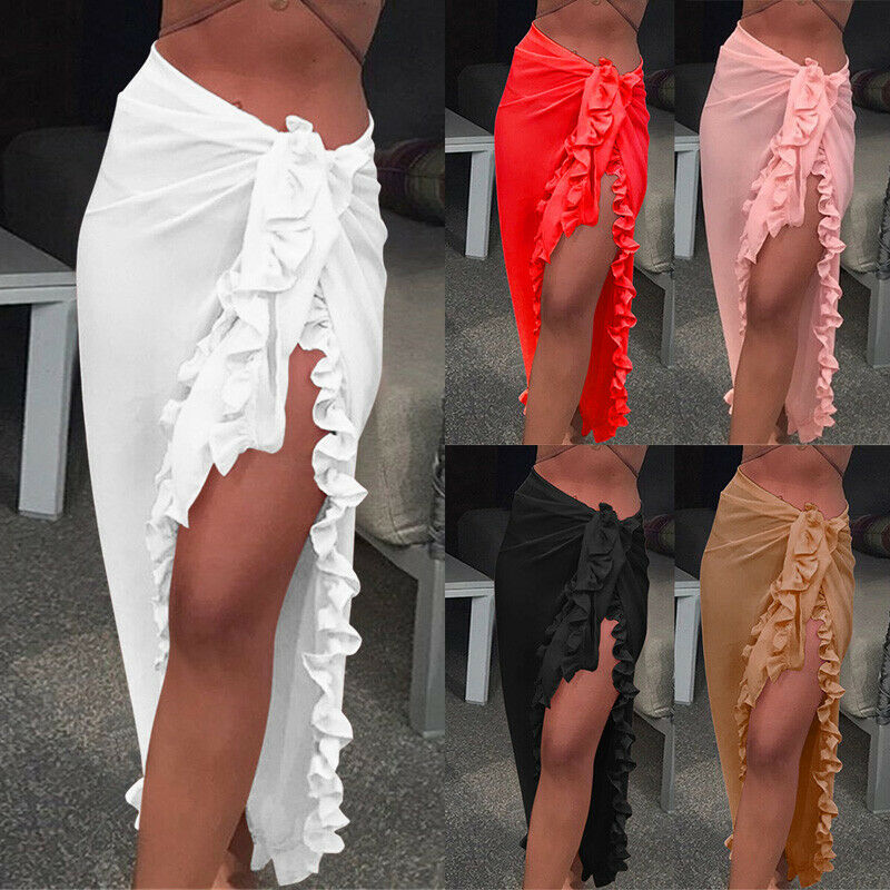 Women Sexy Sheer Bikini Cover  - Sarong Pareo Wrap บทวิจารณ์และราคา