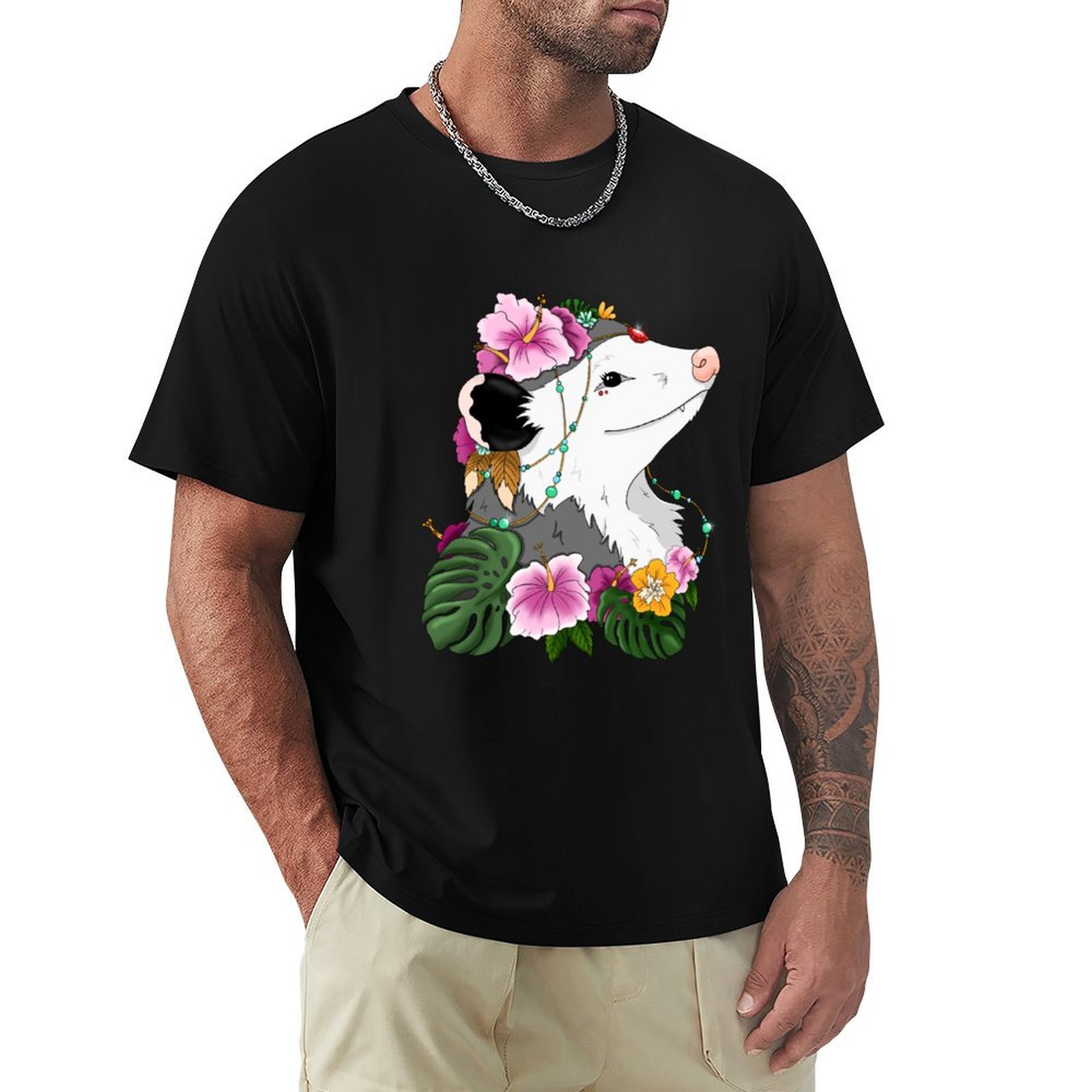 Opossum with tropical vibes T- - Summer Clothing Vibes บทวิจารณ์และราคา