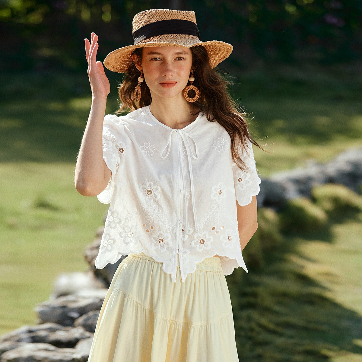 OLrain Women French Style Crop - Crop Blouse Linen บทวิจารณ์และราคา