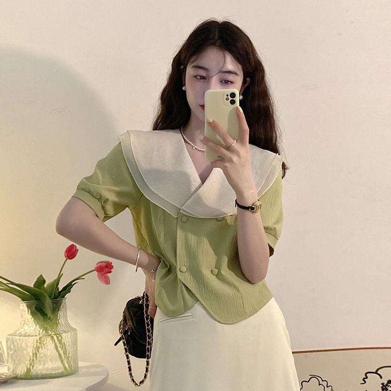 Contrast Patchwork Button Ruff - Summer Clothing Trends For Women บทวิจารณ์และราคา
